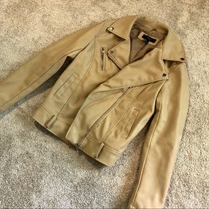 Faux Leather Tan Moto Jacket